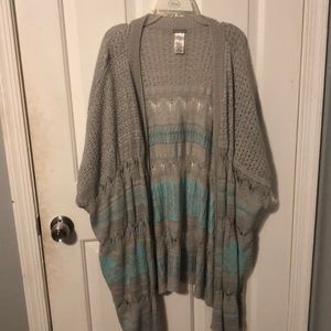 Gray and teal cardigan/ Shaw